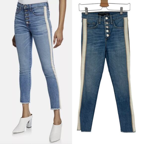 Veronica Beard Debbie‎ Grotto Tuxedo Stripe Skinny Jeans Size 24 / 00 - Picture 1 of 12